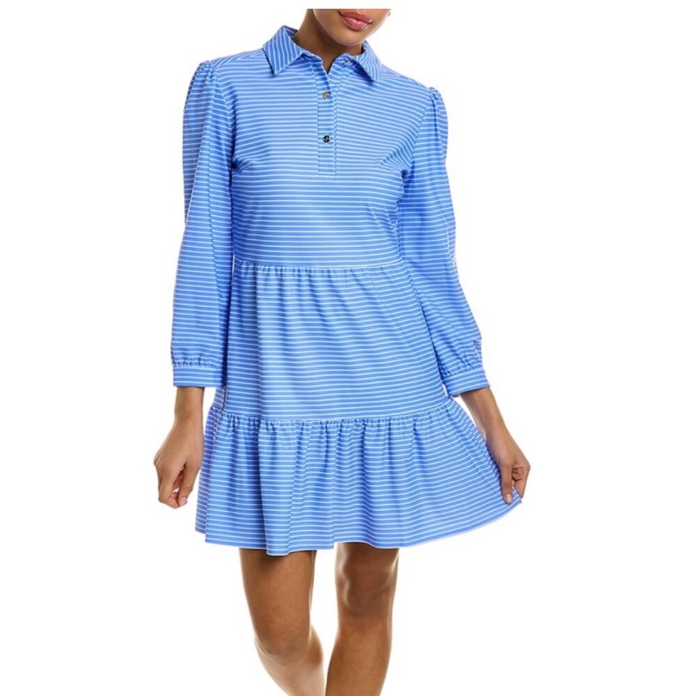 Jude Connally Blue Thin Striped Henley Dress Size Medium